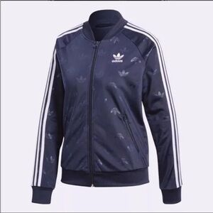 NEW ADIDAS Iconic navy Trefoil Emblem Track suit Jacket size small